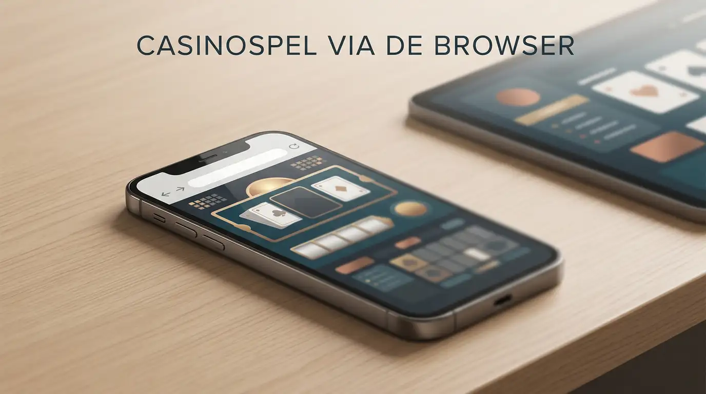 Illustratie van een smartphone met een generieke mobiele casino-interface zonder Winorio-logo of echte gamebeelden